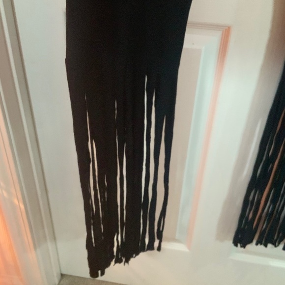 Fringe Black Elastic Waist Streetwear Punk Goth Pants Plus Size 2X - Picture 5 of 8